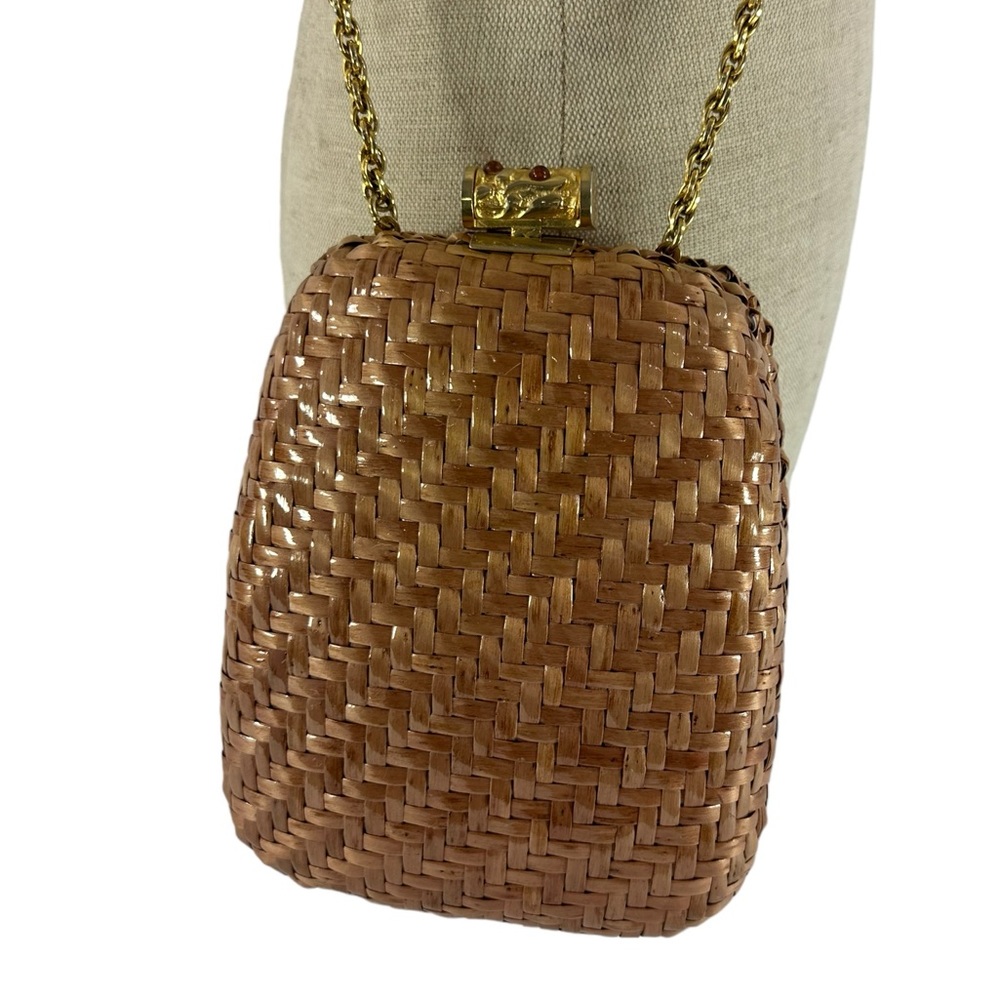 Genuine vintage RODO glazed wicker chain link shoulder  bag purse and clutch 70s